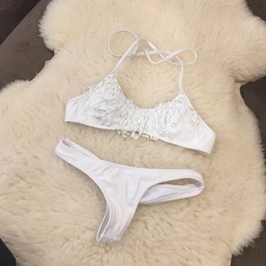 White fringe bikini
